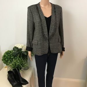 Gibson Tweed Fringe Blazer in Slate